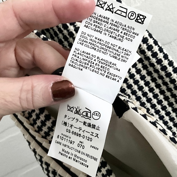 Maxmara Weekend Mini Pencil Skirt Tweed Textured Cream Black Sz 12 Tall - Picture 12 of 13